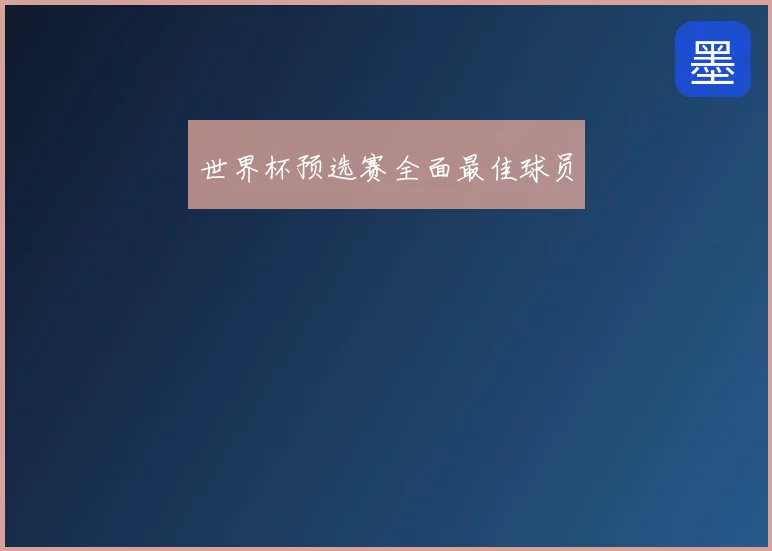 世界杯预选赛全面最佳球员
